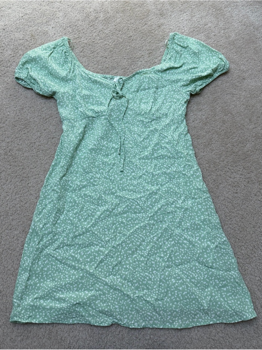 Primark Light Green Puff-Sleeve Mini Dress
